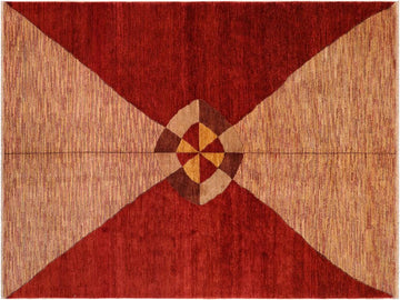 Shabby Chic Gabbeh Emelda Red/Beige Wool Rug - 6'8'' x 9'10''